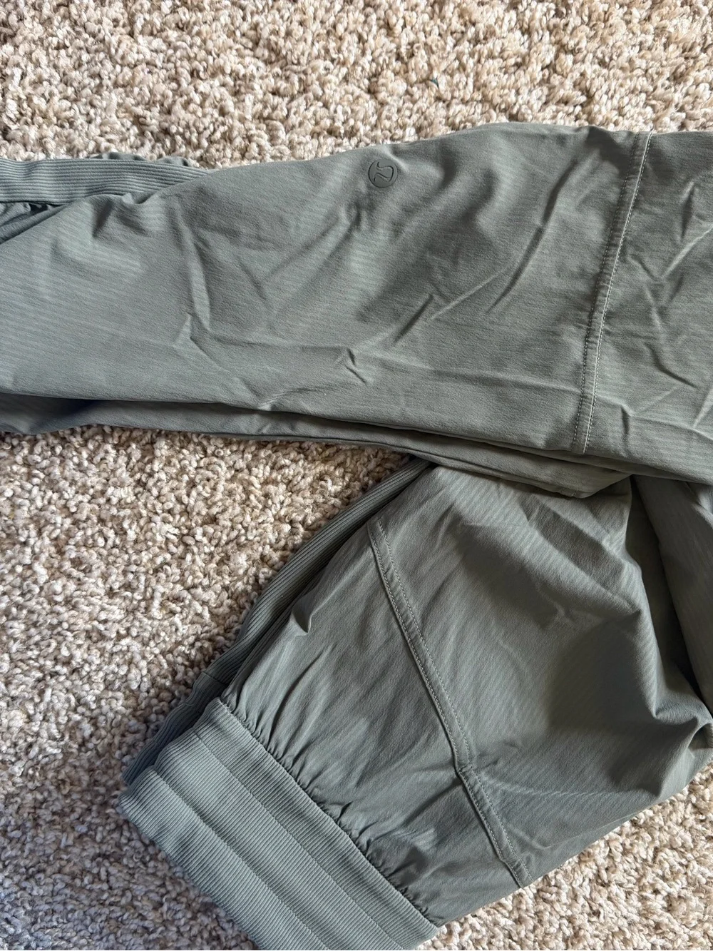 Lululemon Olive Ribbed Drawstring Jogger Pants